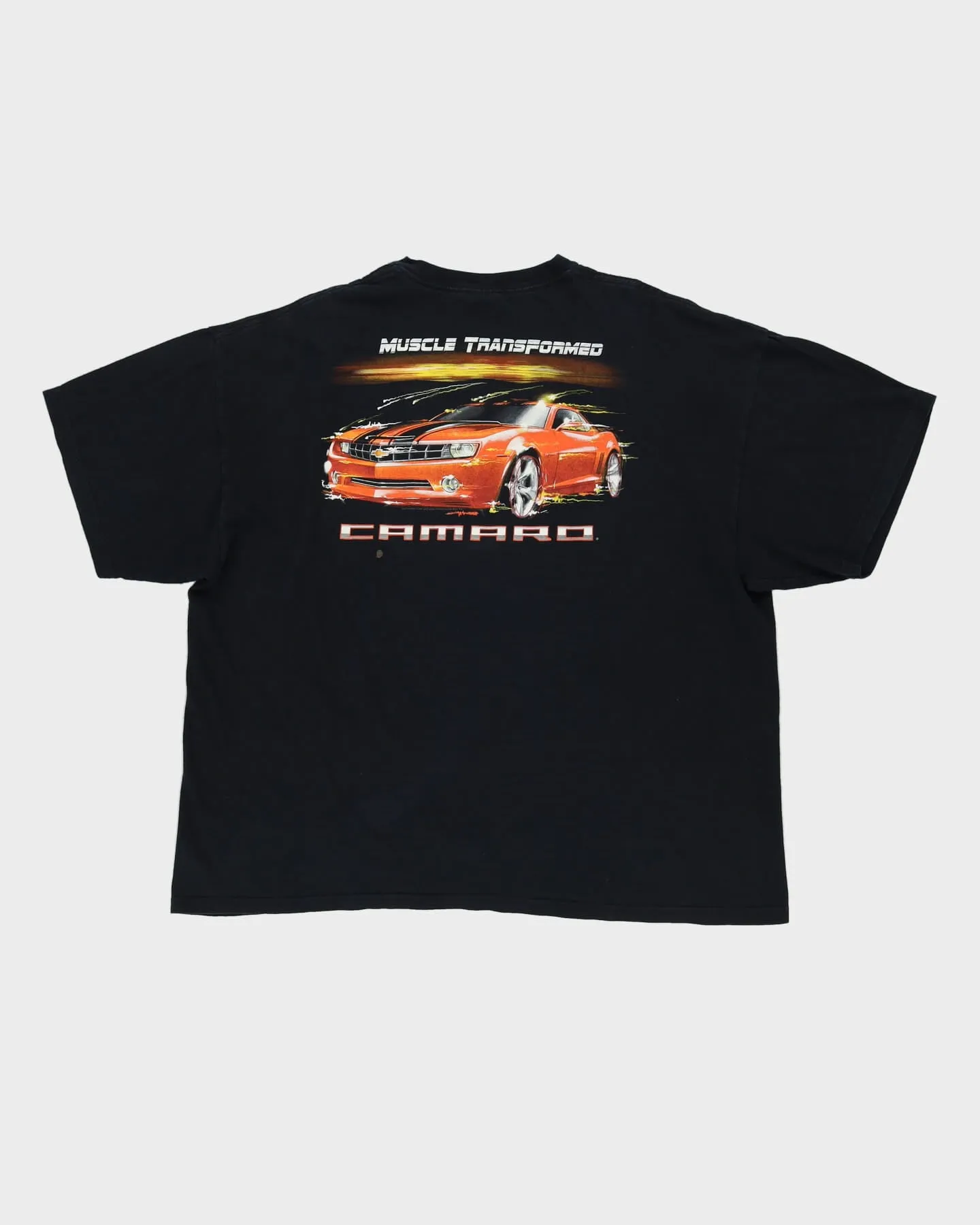 00s Chevy Camaro Muscle Transformed Black Graphic T-Shirt - XXL