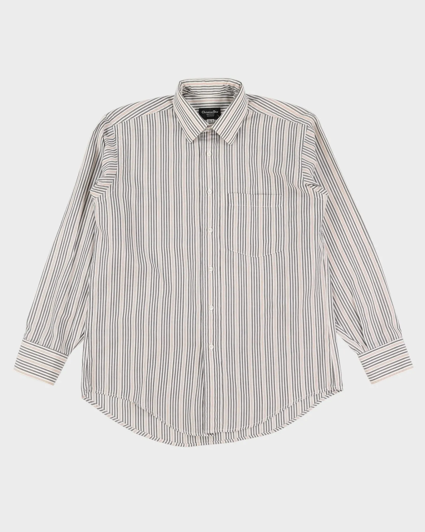 00s Christian Dior Grey / White Striped Long Sleeve Button Up Shirt - L