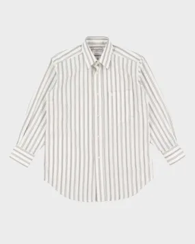 00s Christian Dior Grey / White Striped Long Sleeve Button Up Shirt - S / M