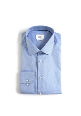 1863 by Eterna Textured Print Shirt, Blue & White