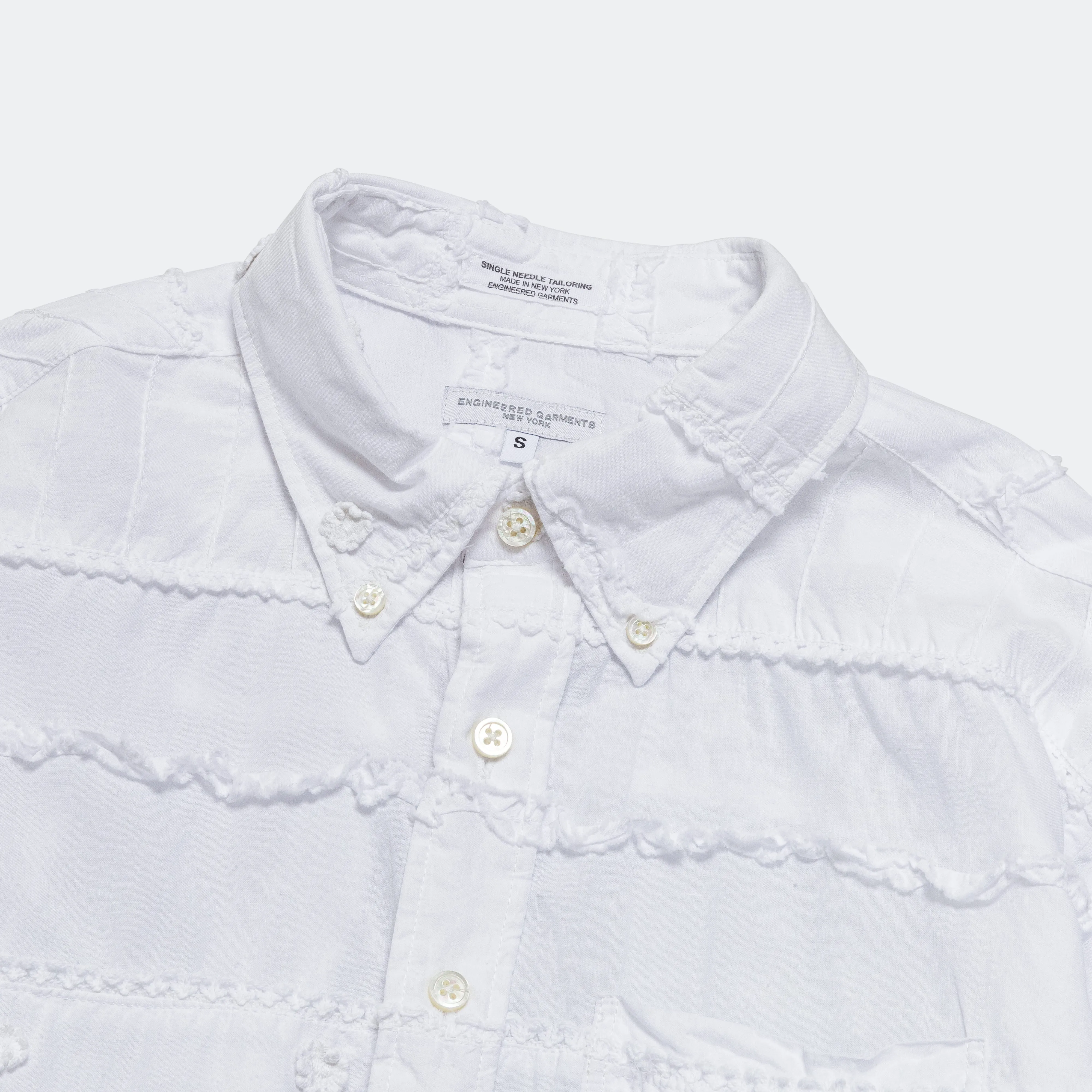 19 Century BD Shirt - White Cotton Mixed Patchwork