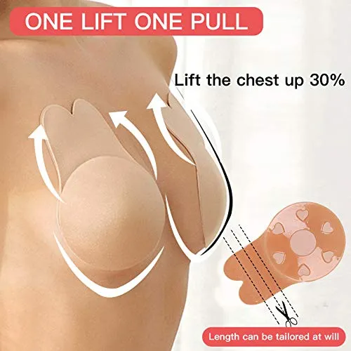 2 Pairs Sticky Bra Adhesive Invisible Bra, Strapless Backless Reusable Push Up Large Breast Lift Nipple Covers for Women.