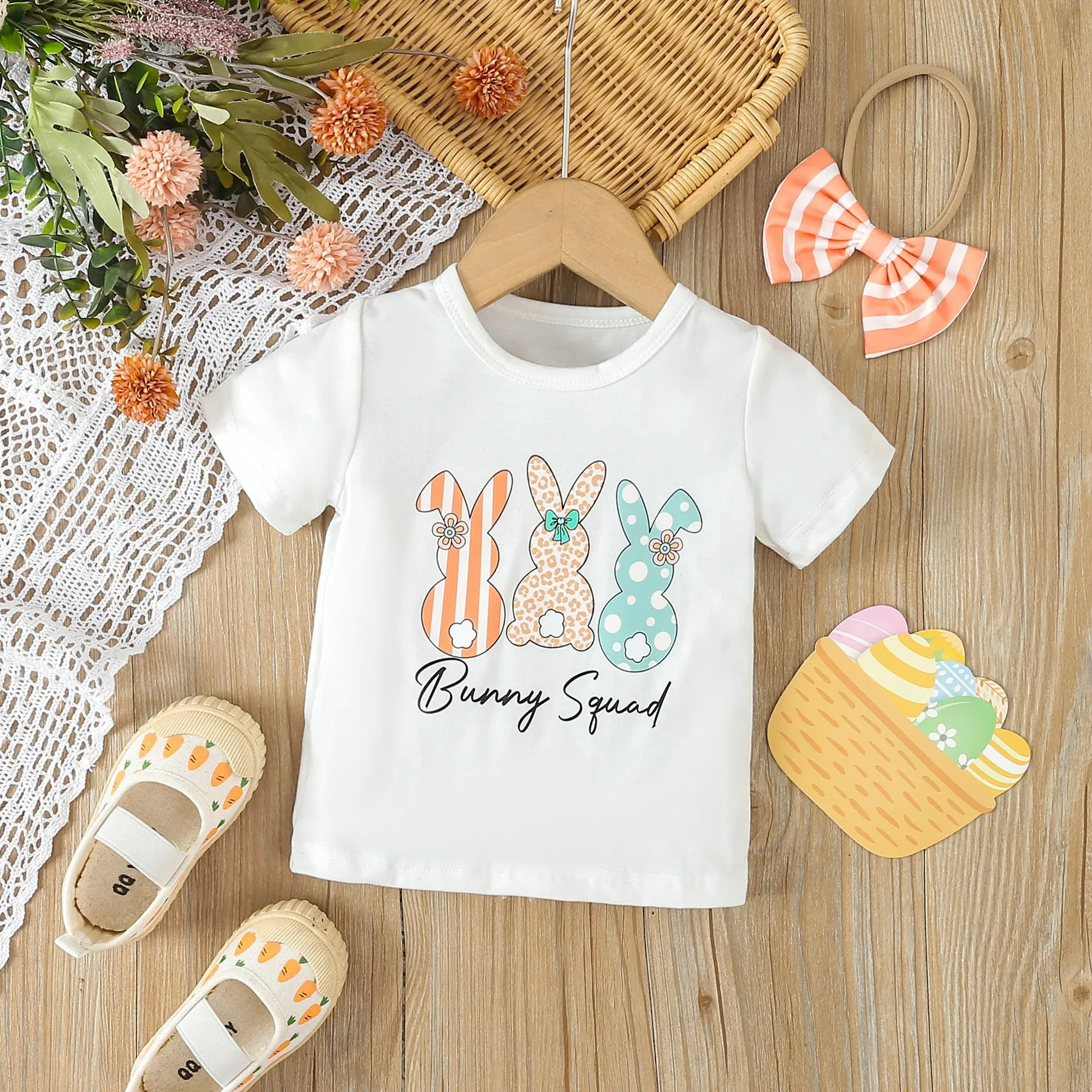 2 Pieces Set Baby Kid Girls Letters Animals T-Shirts And Striped Pants Wholesale 24030165