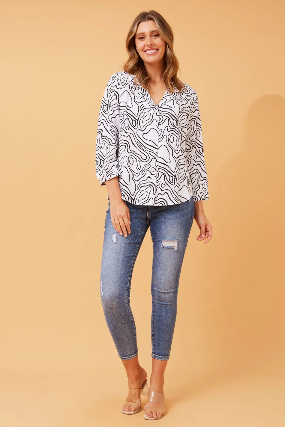 ABRIELLA ABSTRACT PRINT SHIRT