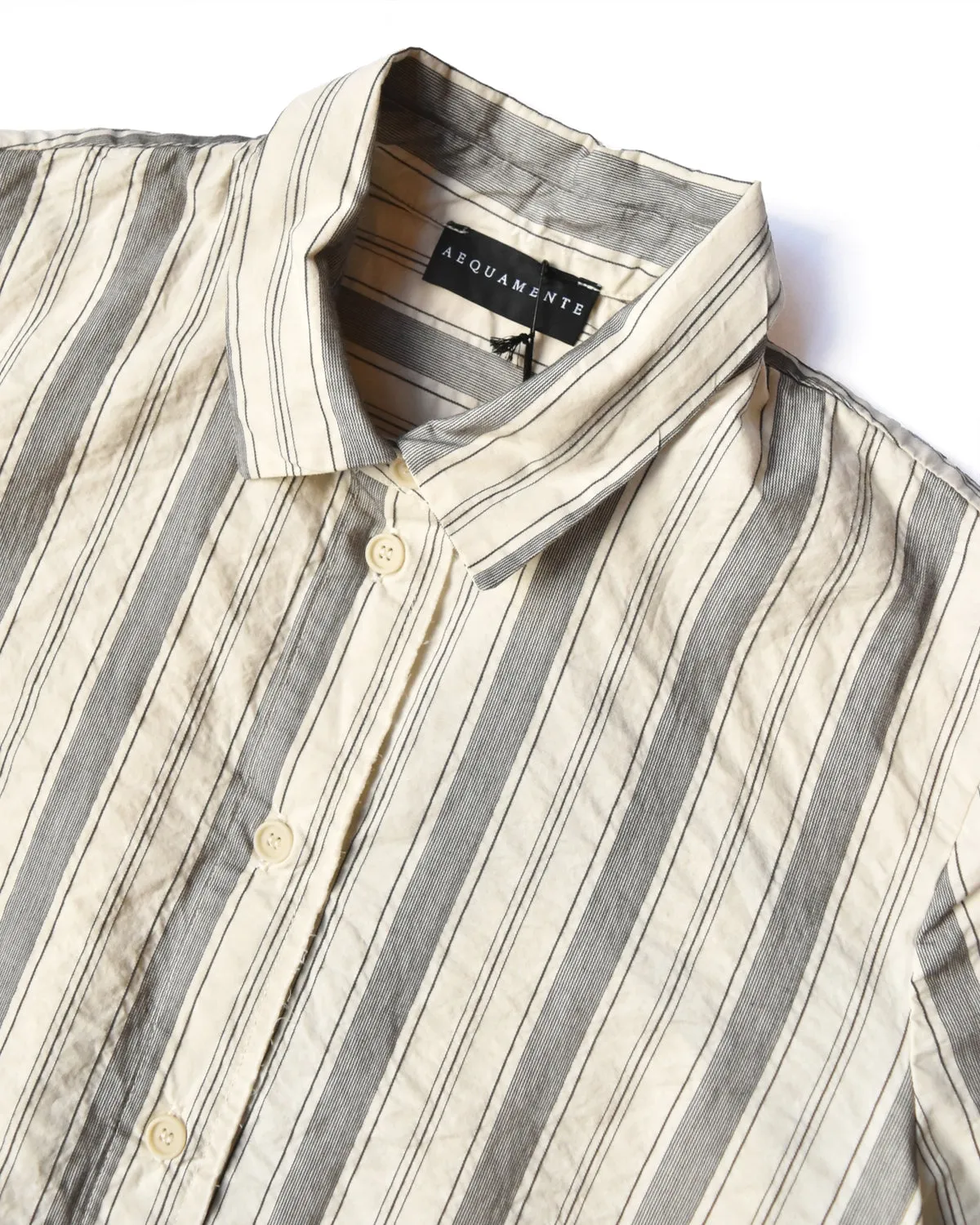 Aequamente Off White/Black Vertical Stripe Shirt