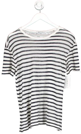 Alexander Wang White Striped Short Sleeve Tee UK XS