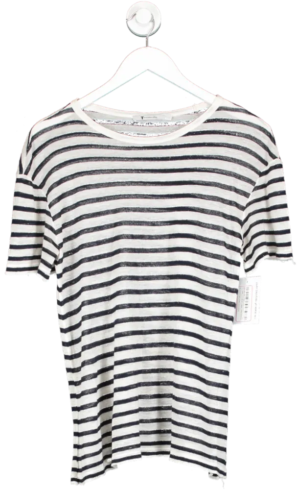 Alexander Wang White Striped Short Sleeve Tee UK XS