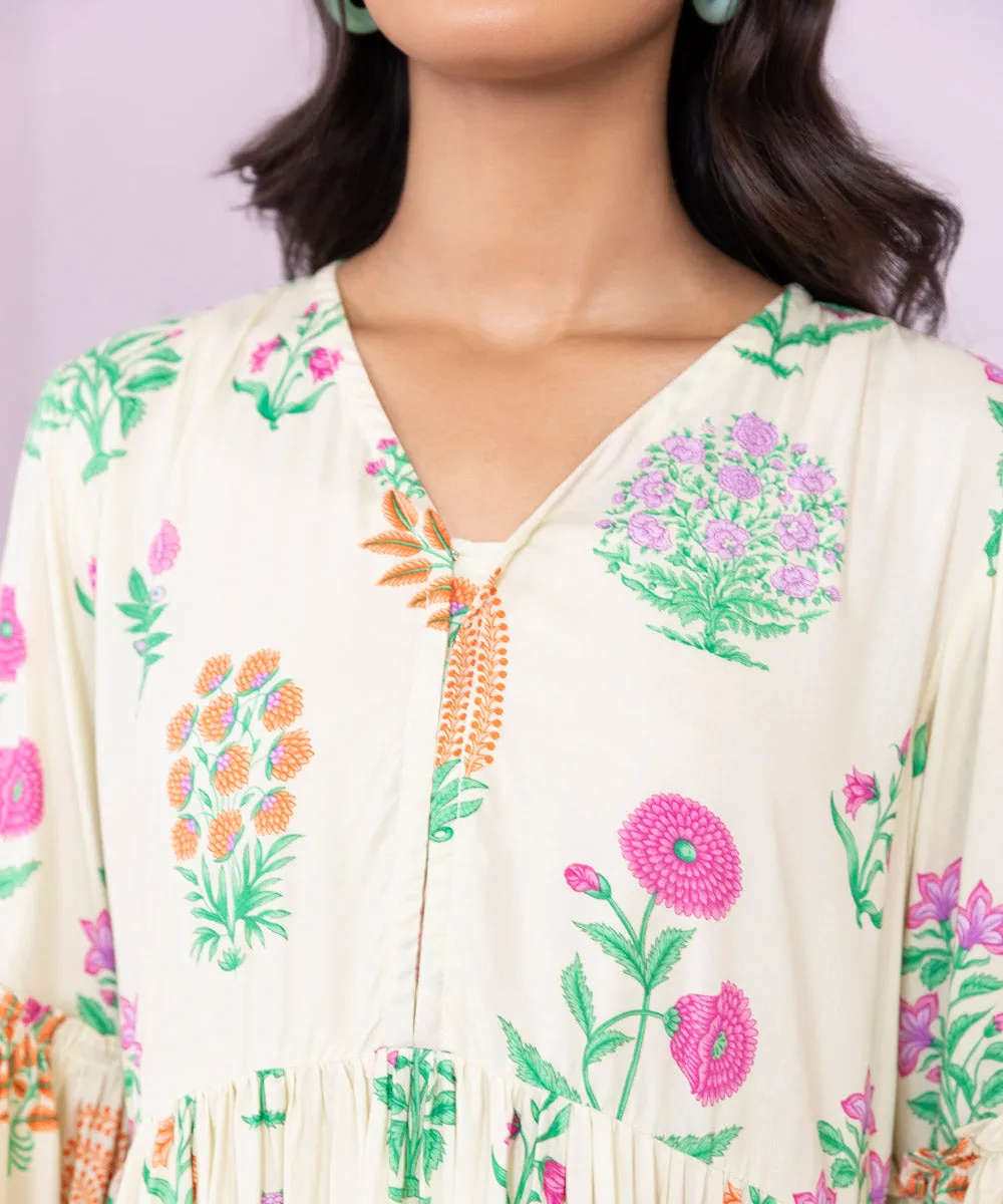 Arabic Lawn Flared Shirt