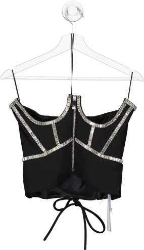 AREA Black Baguette Crystal Embellished Bustier Corset BNWT Us4 UK 8