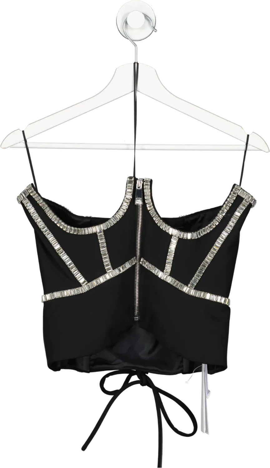 AREA Black Baguette Crystal Embellished Bustier Corset BNWT Us4 UK 8