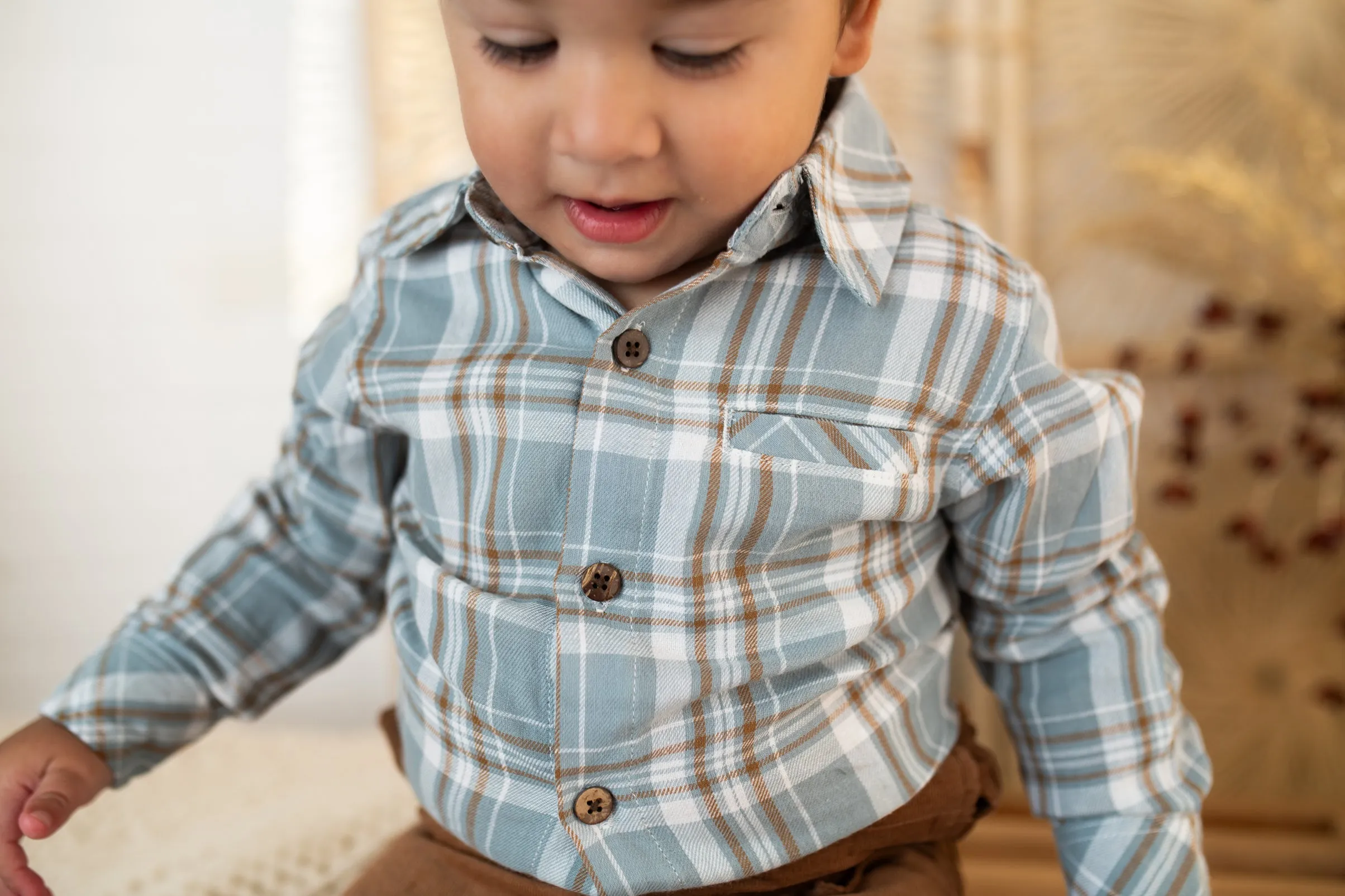 Atwood Blue & White Plaid Woven Long Sleeve Shirt