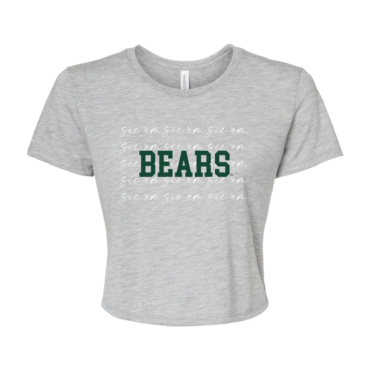 Baylor University College Script Crop Short Sleeve T-shirt in Gray