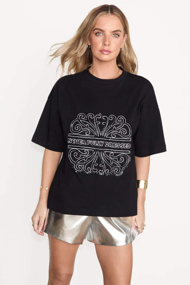 Black Beaded Logo T-shirt