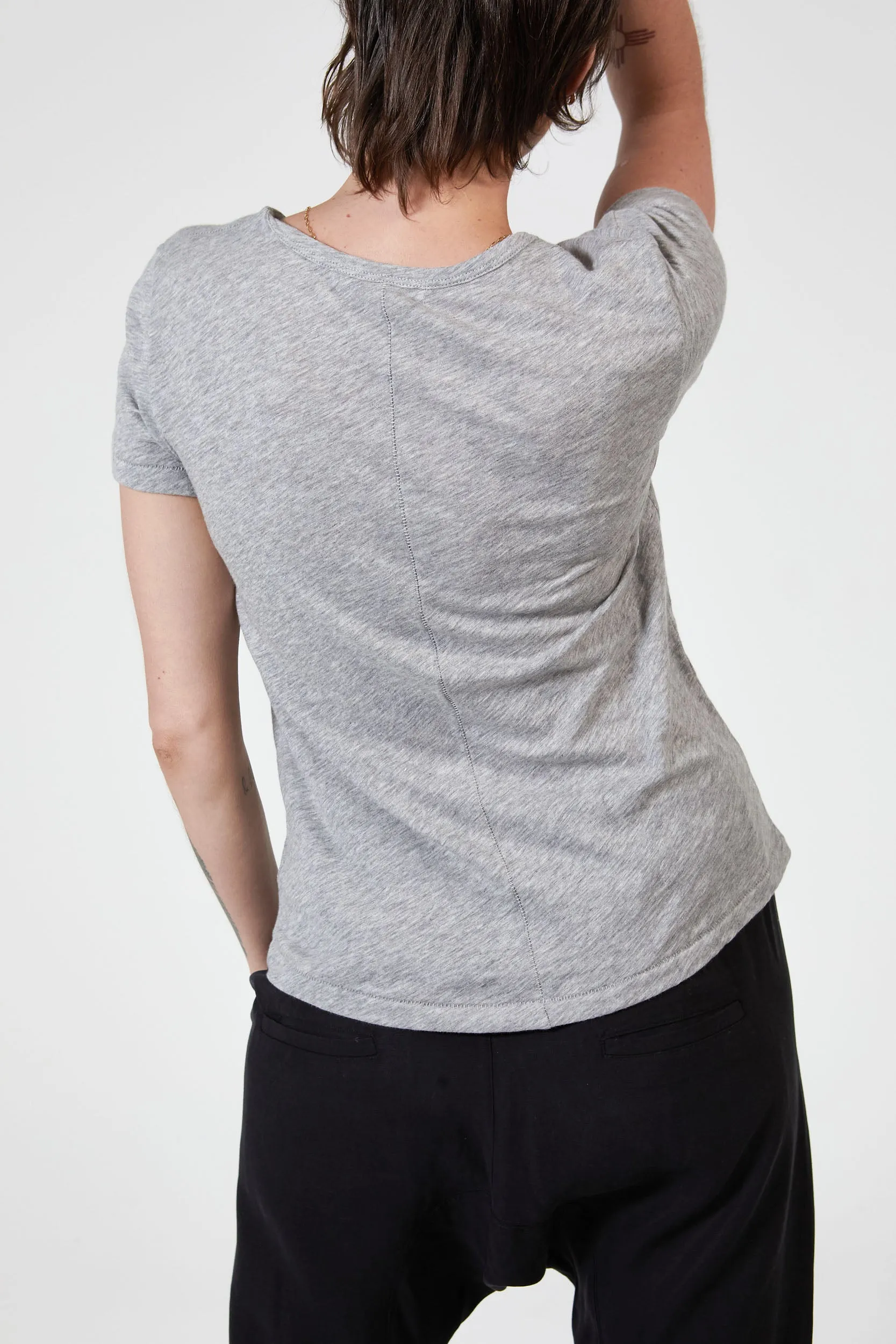 BLAKE SLUB V-NECK - GREY MARL