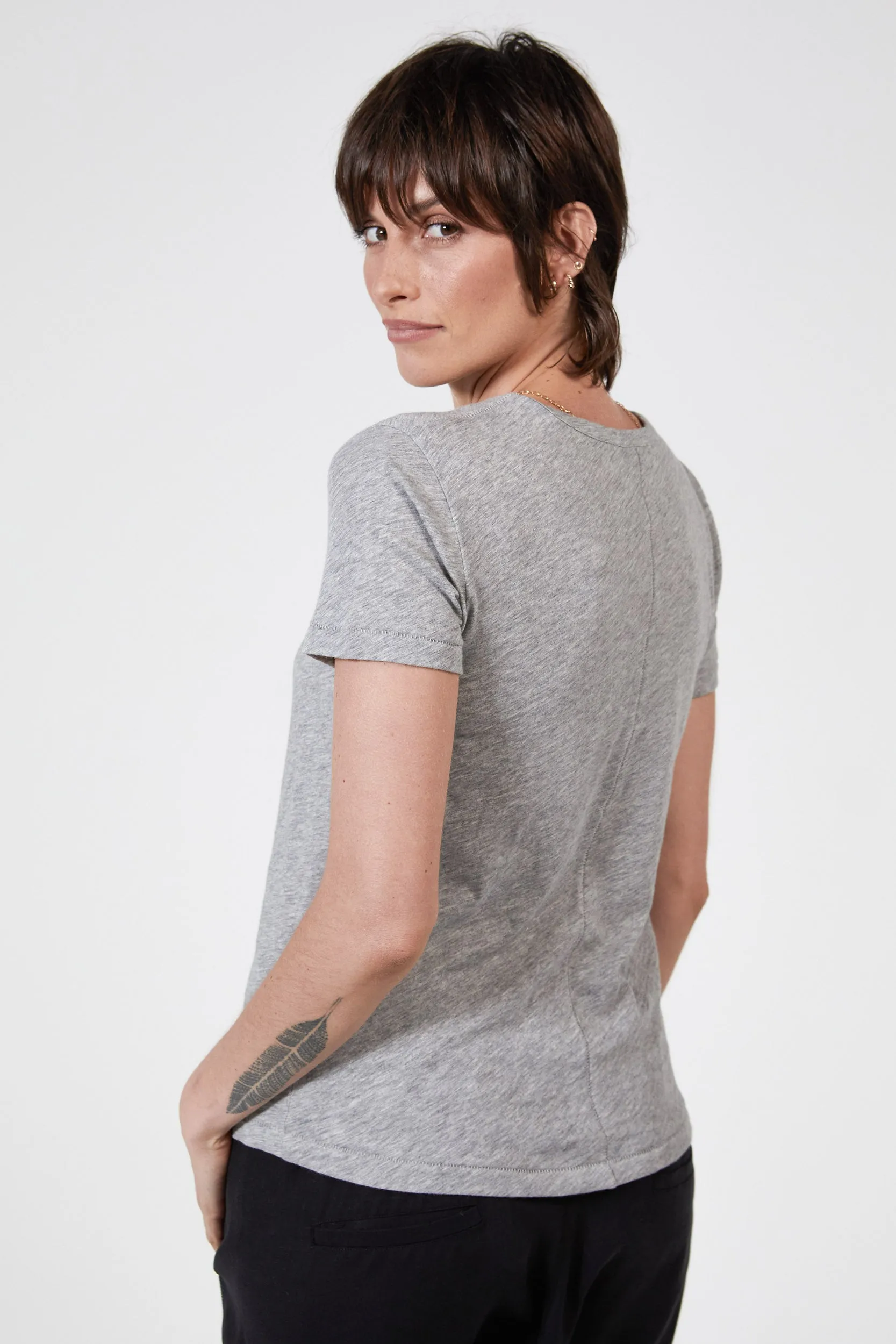 BLAKE SLUB V-NECK - GREY MARL