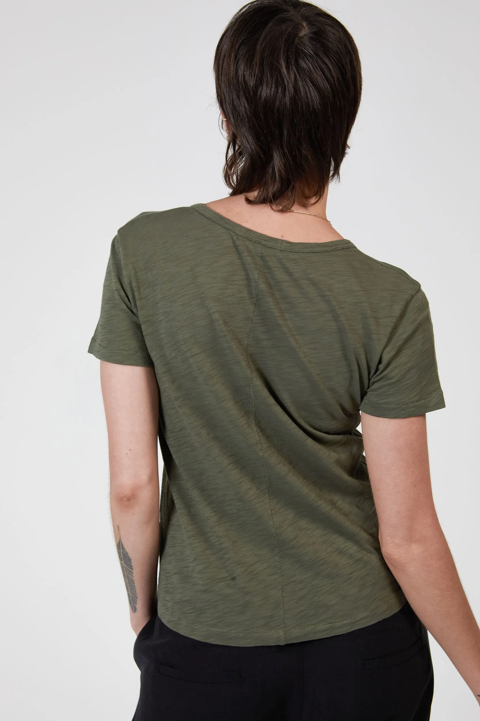 BLAKE SLUB V-NECK - KHAKI