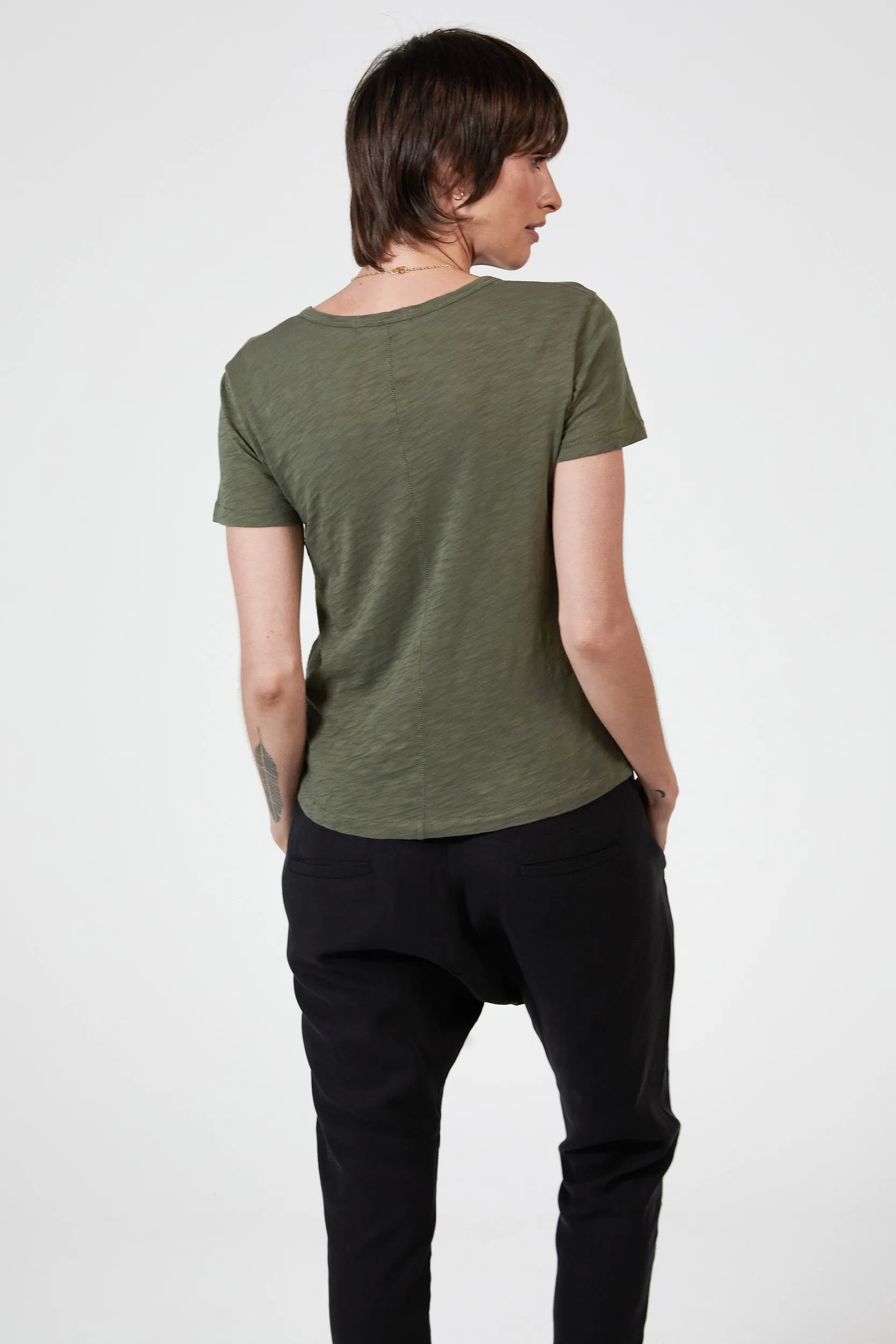 BLAKE SLUB V-NECK - KHAKI