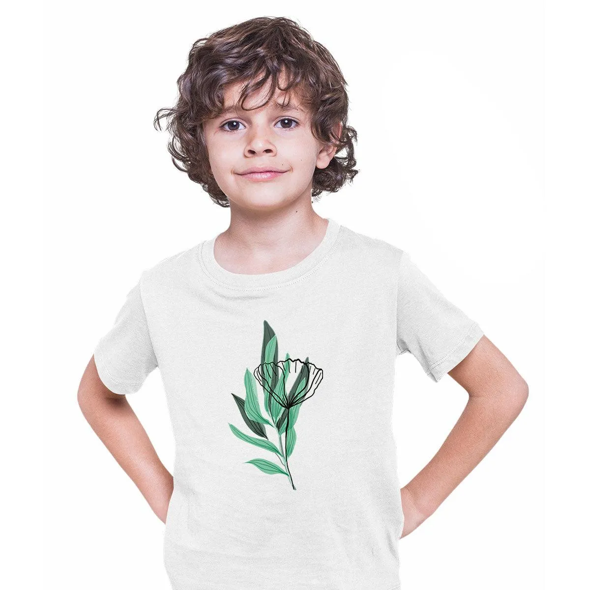 Botanical Summer Colorful Art Print Plant Short Sleeve Abstract T-shirt for Kids