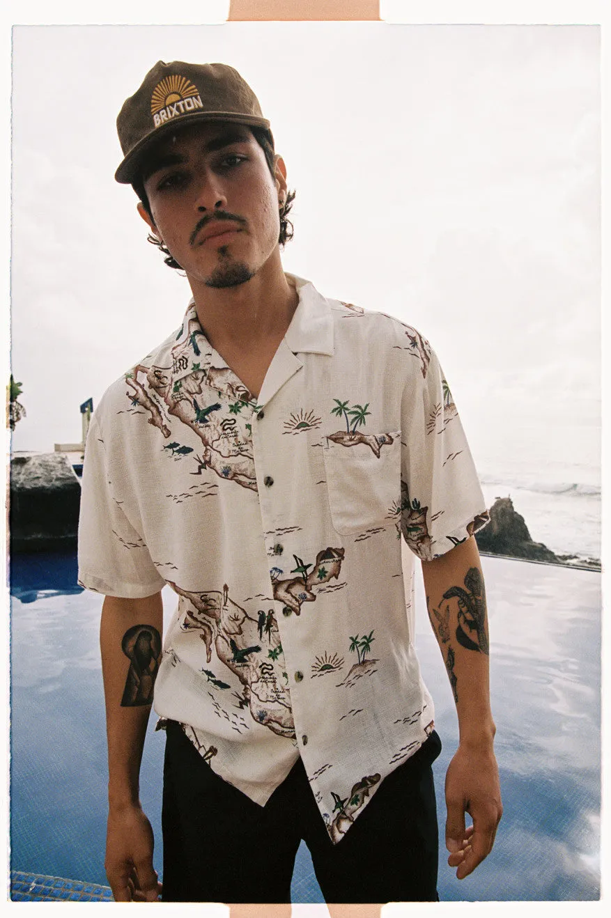 Bunker Slub S/S Camp Collar Woven Shirt - Off White/Map