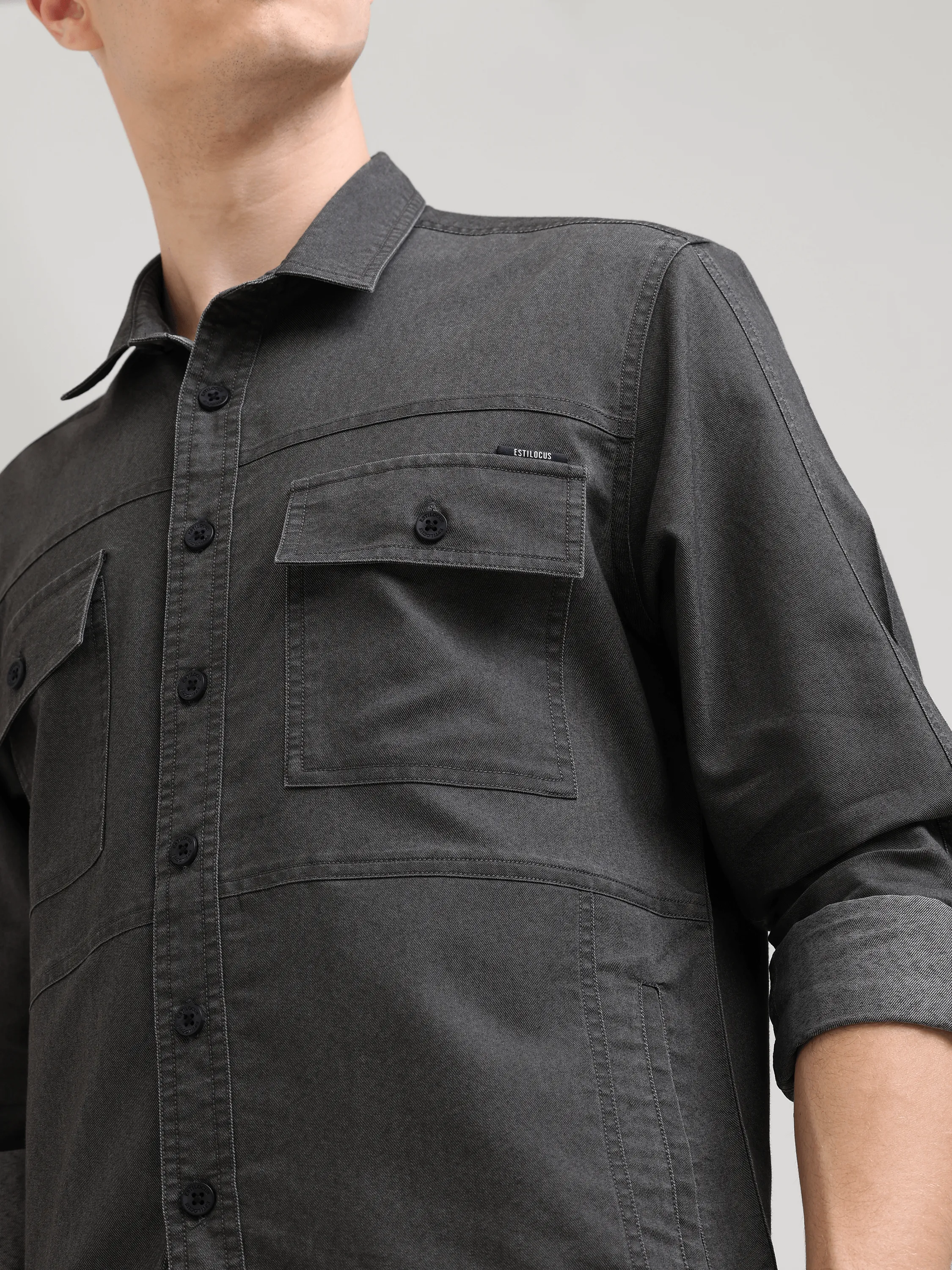 Charcoal Gray Denim Shirt