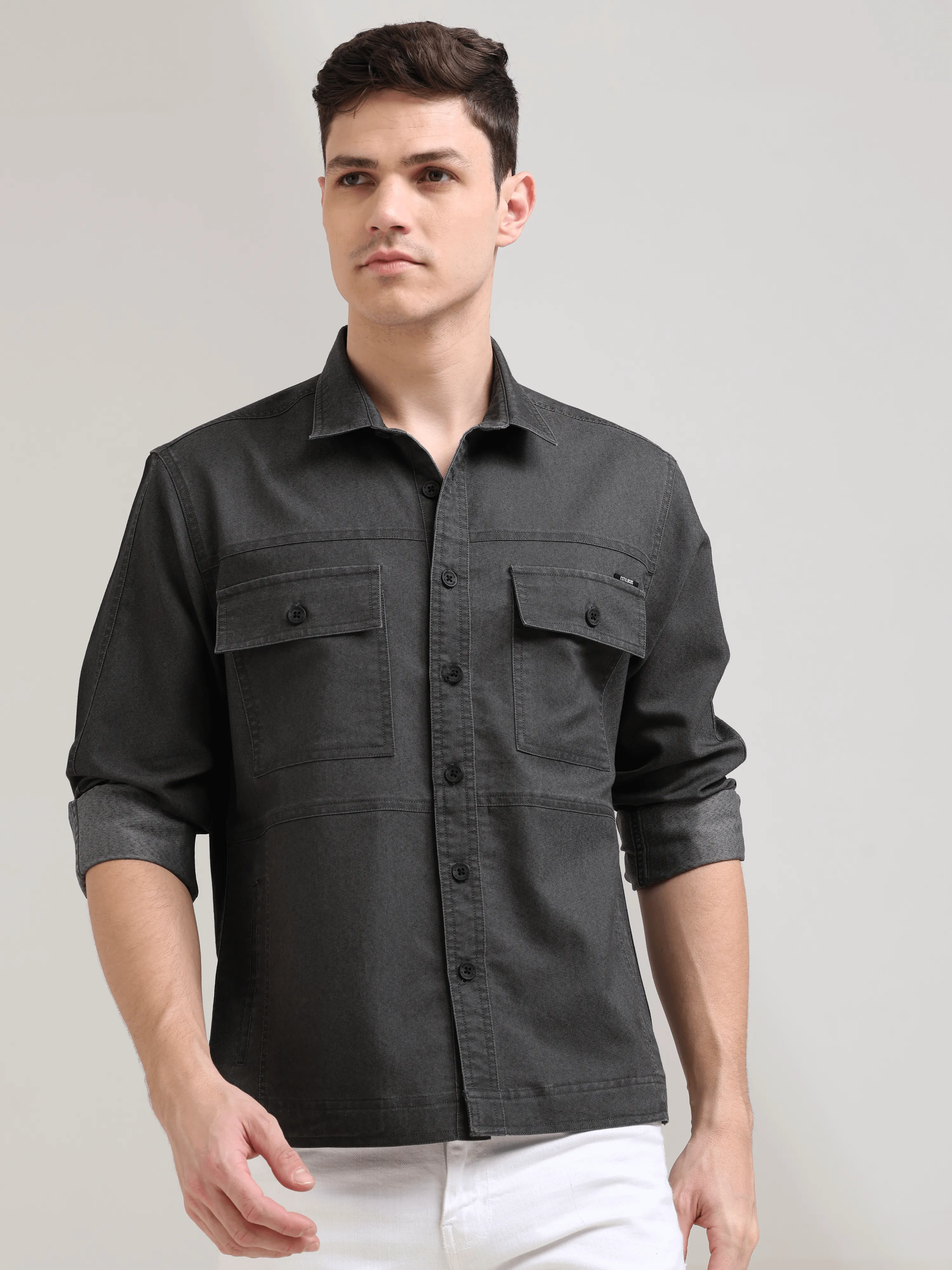 Charcoal Gray Denim Shirt