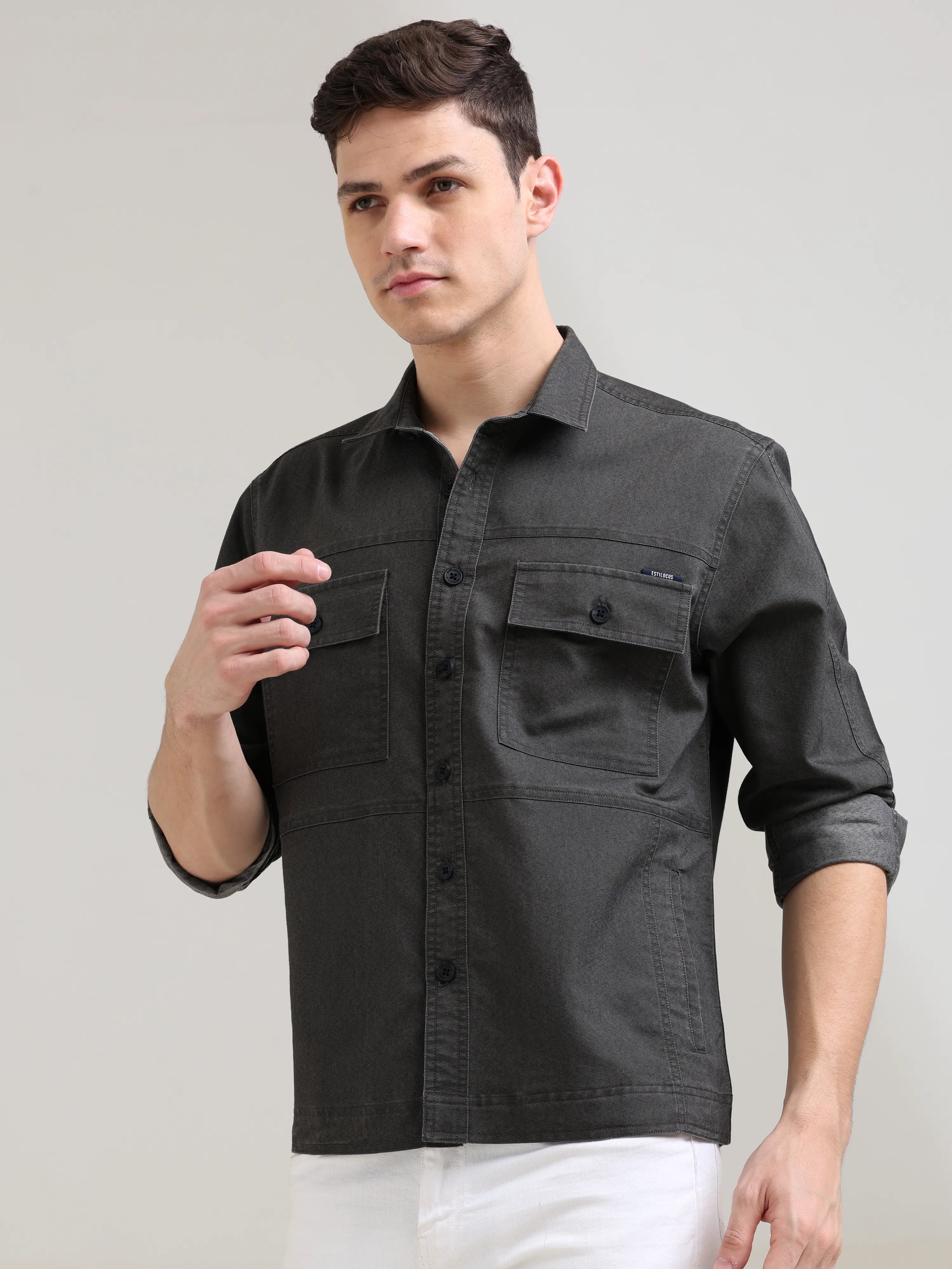 Charcoal Gray Denim Shirt