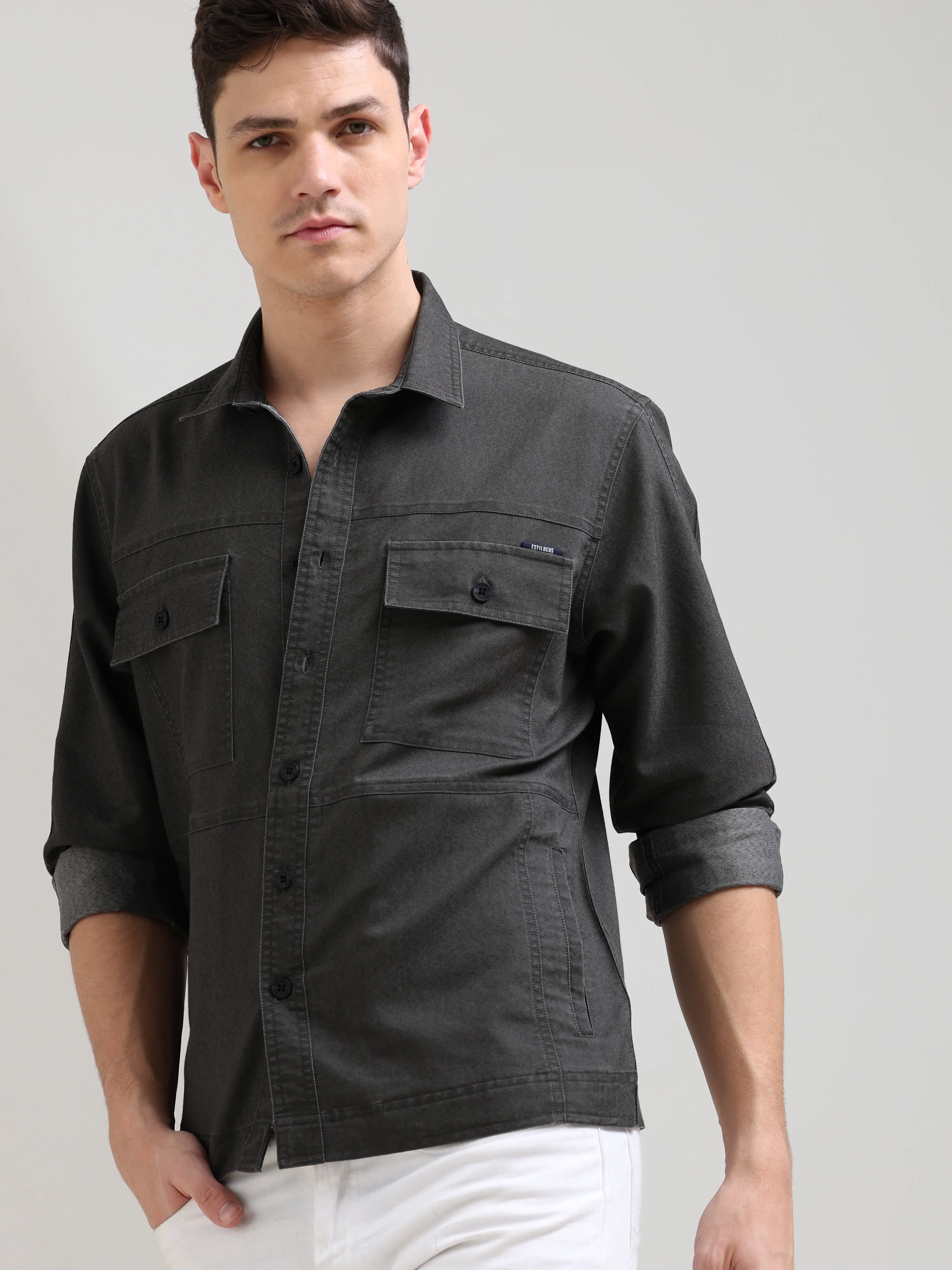 Charcoal Gray Denim Shirt