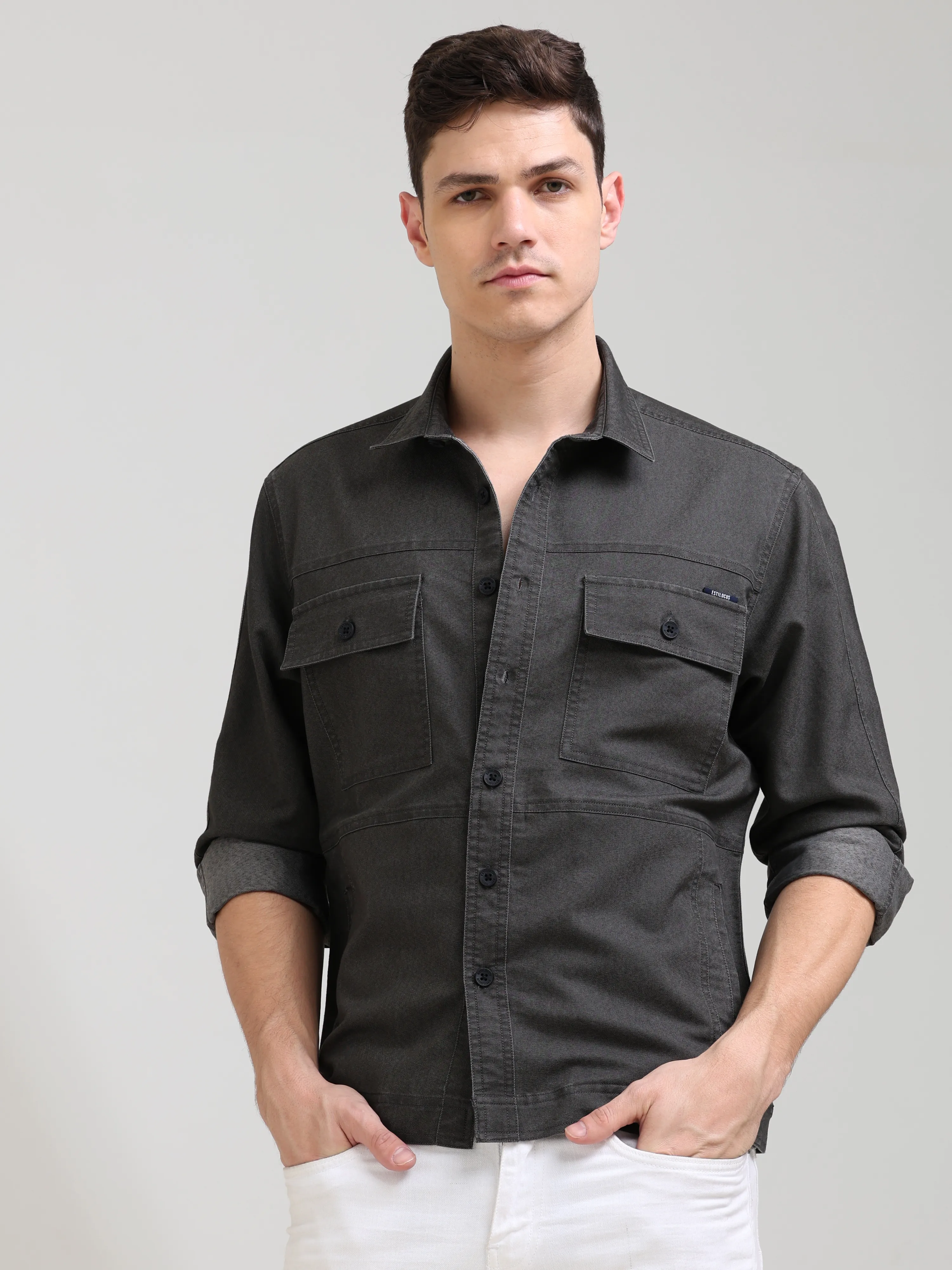 Charcoal Gray Denim Shirt