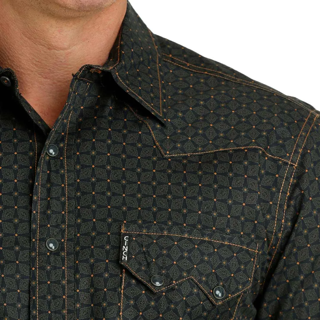 Cinch Men's Modern Fit Diamond Print Snap Shirt