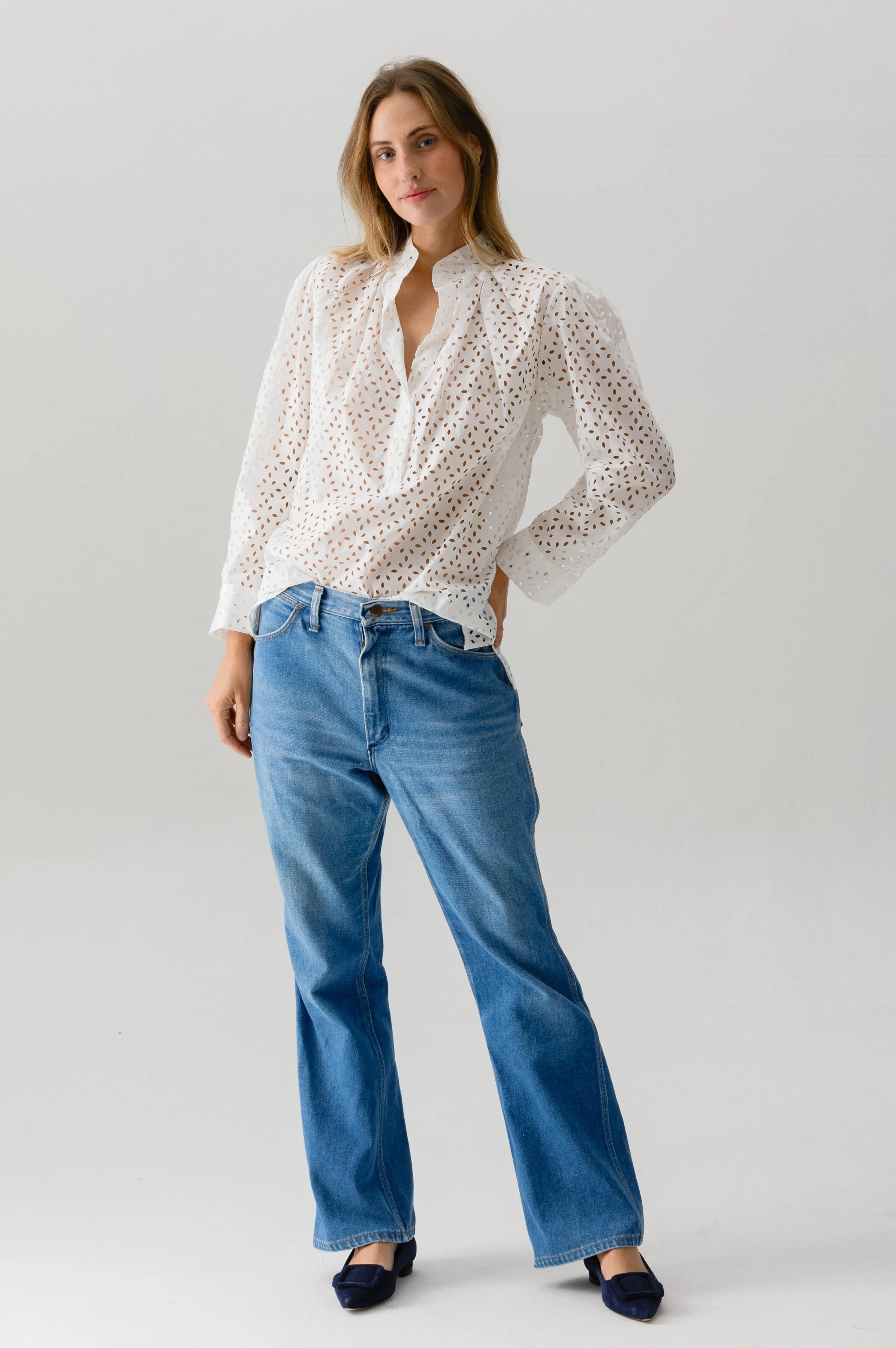 Cissa The Puff Shirt Cotton White Eyelet