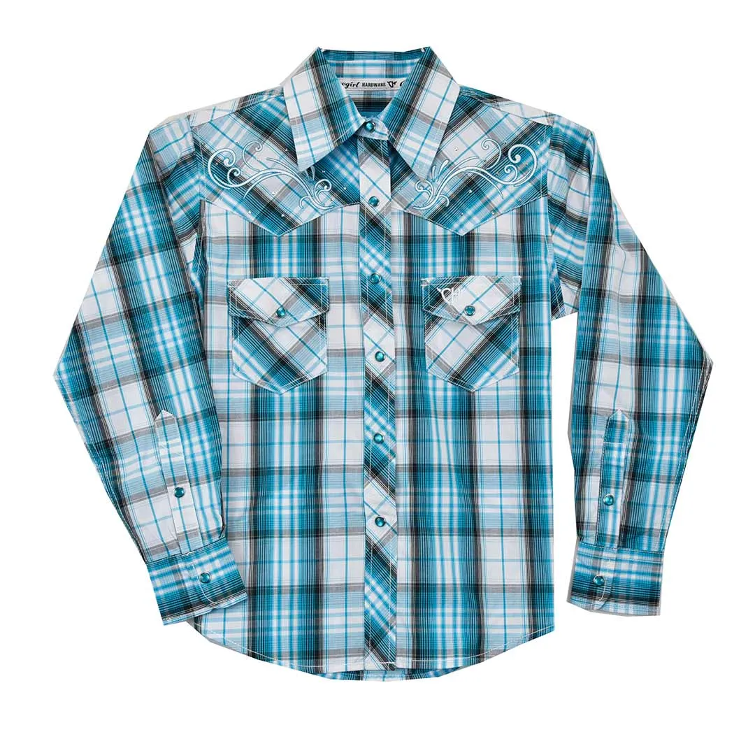 Cowgirl Hardware Girls' Plaid Print Snap Shirt