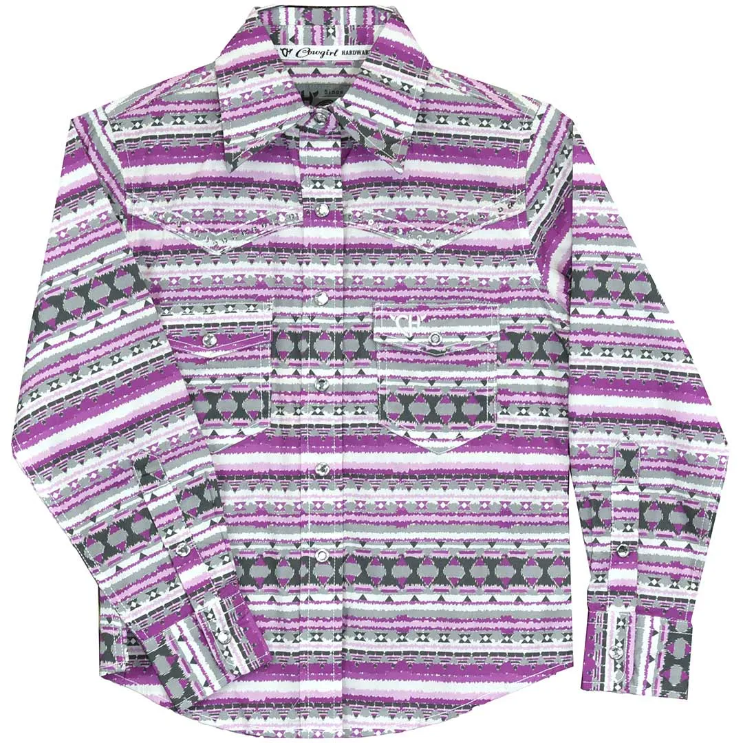 Cowgirl Hardware Girls' Southwest Print Snap Shirt