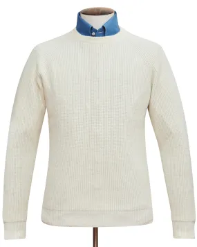 Cream Wool Cashmere Crew Neck Sweater