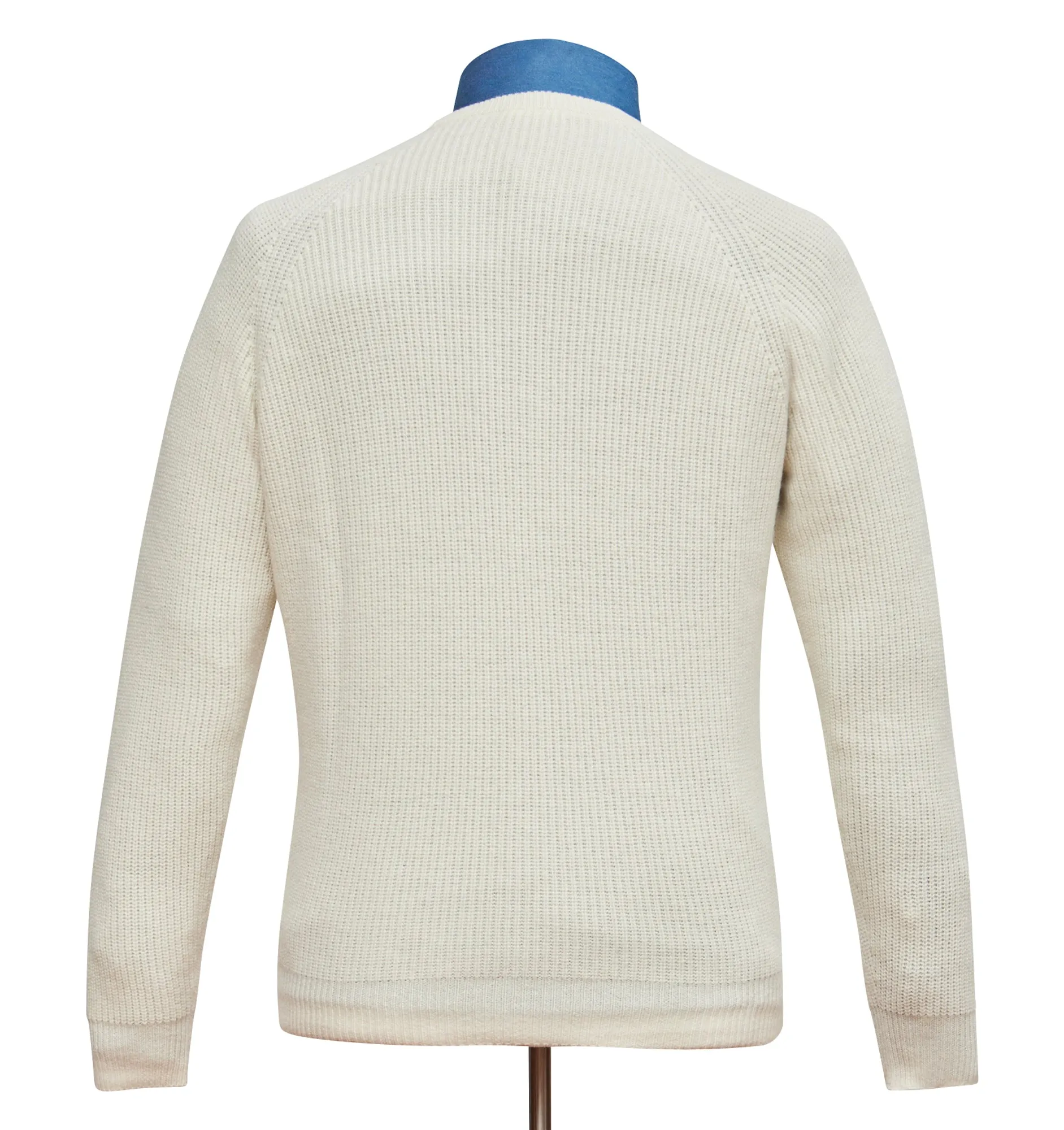 Cream Wool Cashmere Crew Neck Sweater