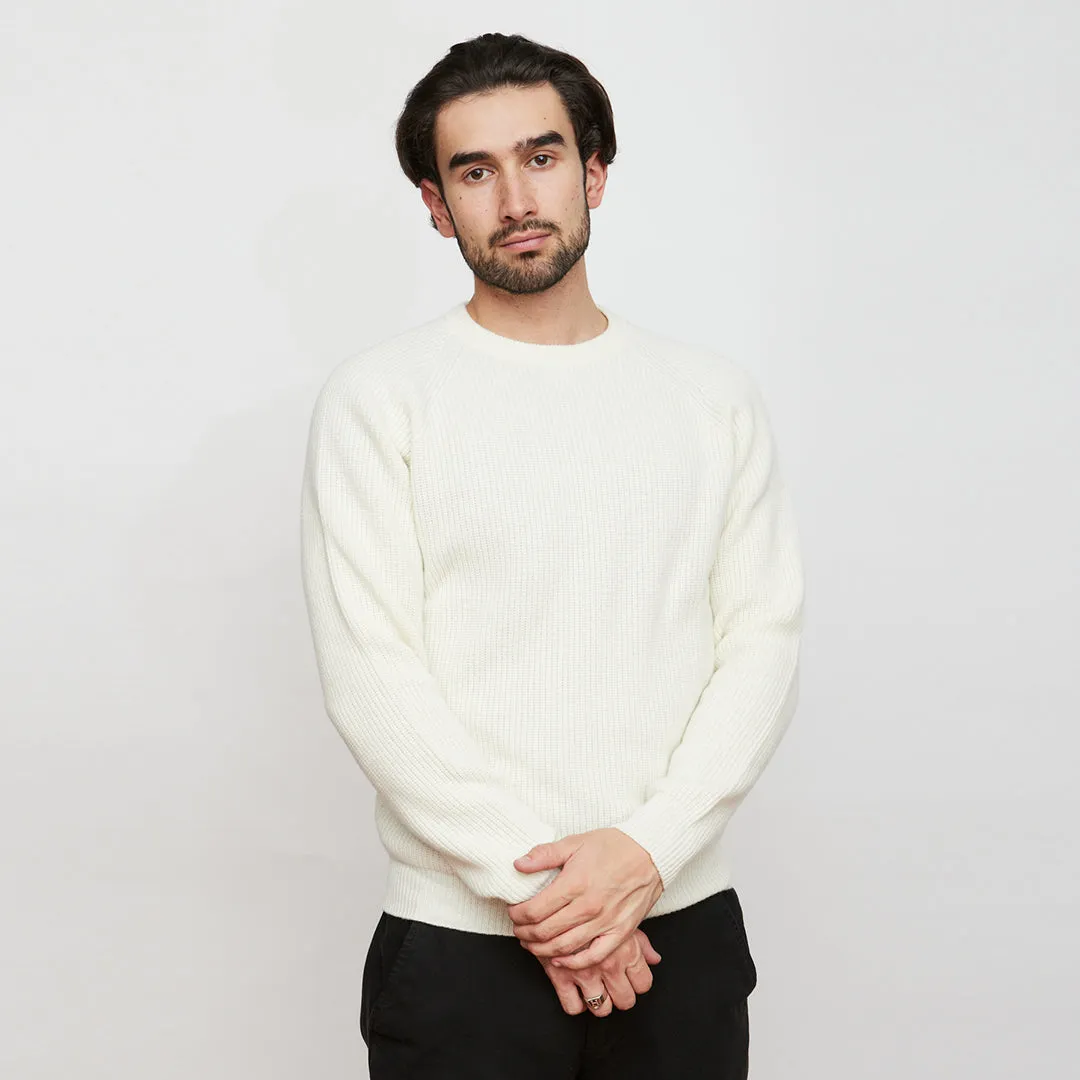 Cream Wool Cashmere Crew Neck Sweater