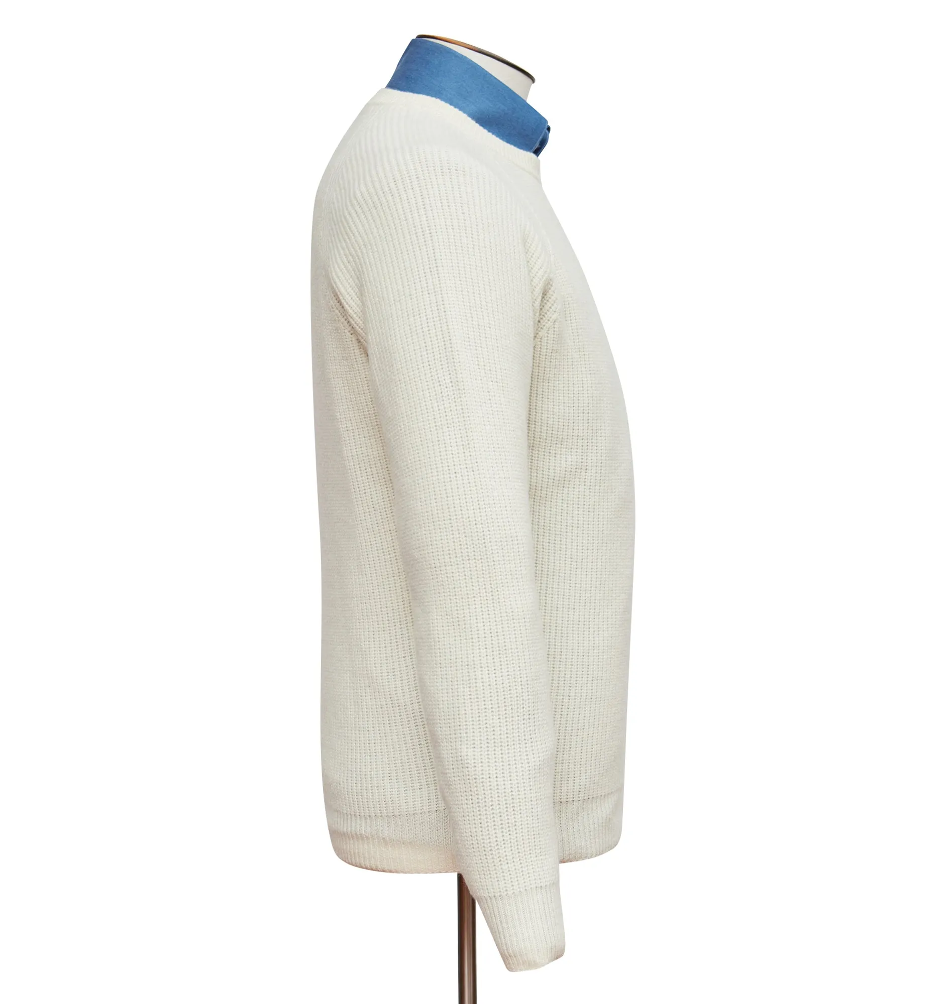 Cream Wool Cashmere Crew Neck Sweater