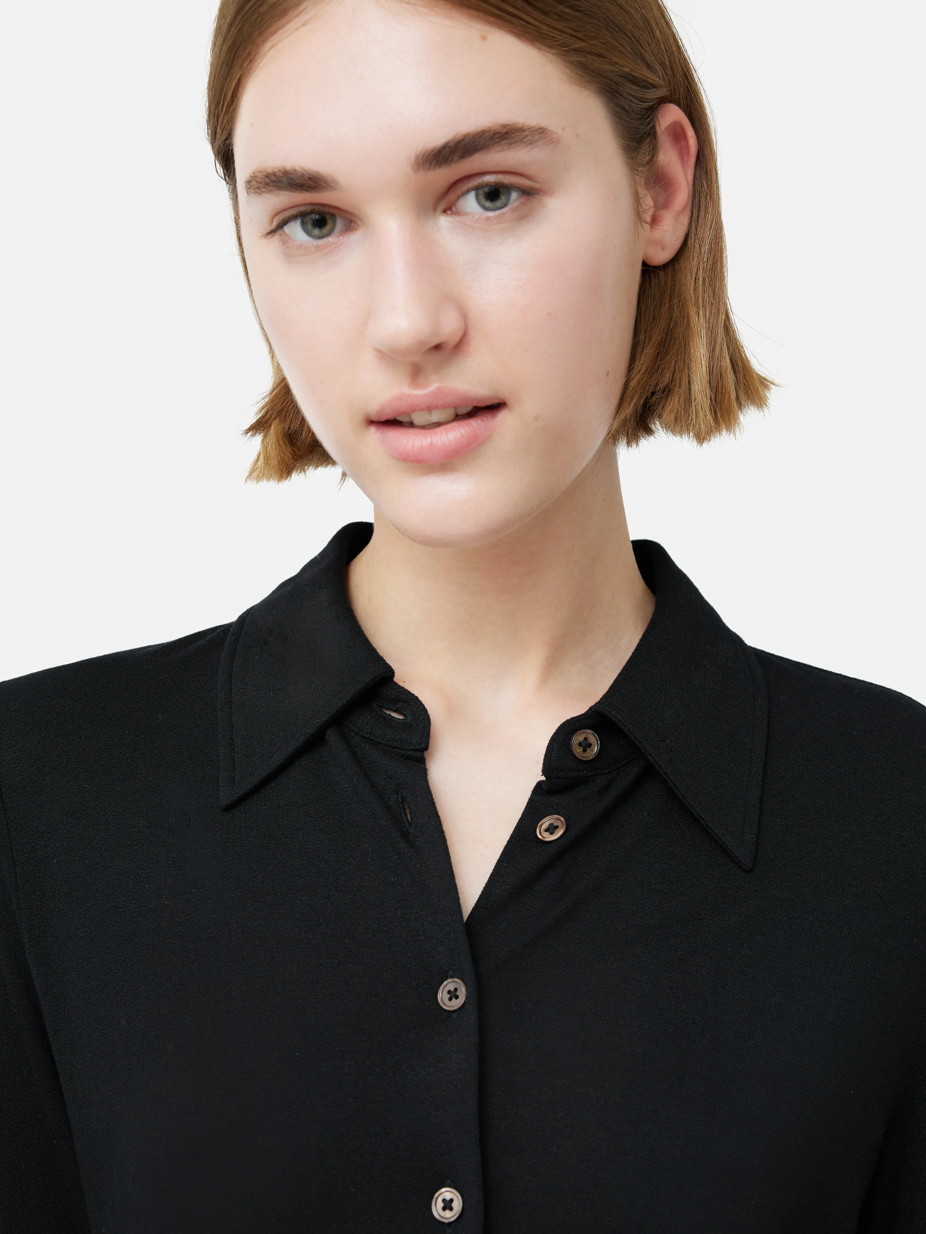 Crepe Jersey Shirt | Black