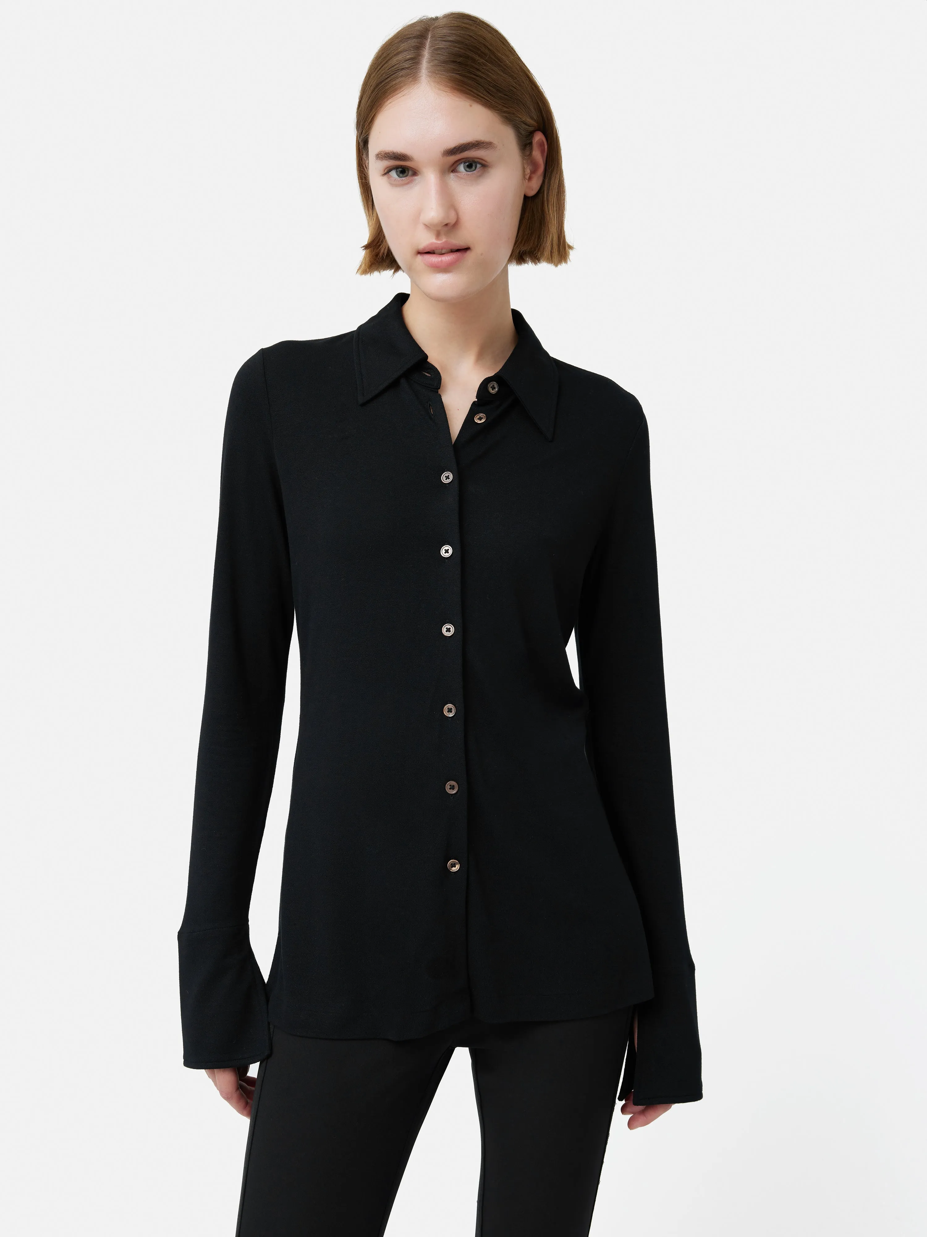 Crepe Jersey Shirt | Black