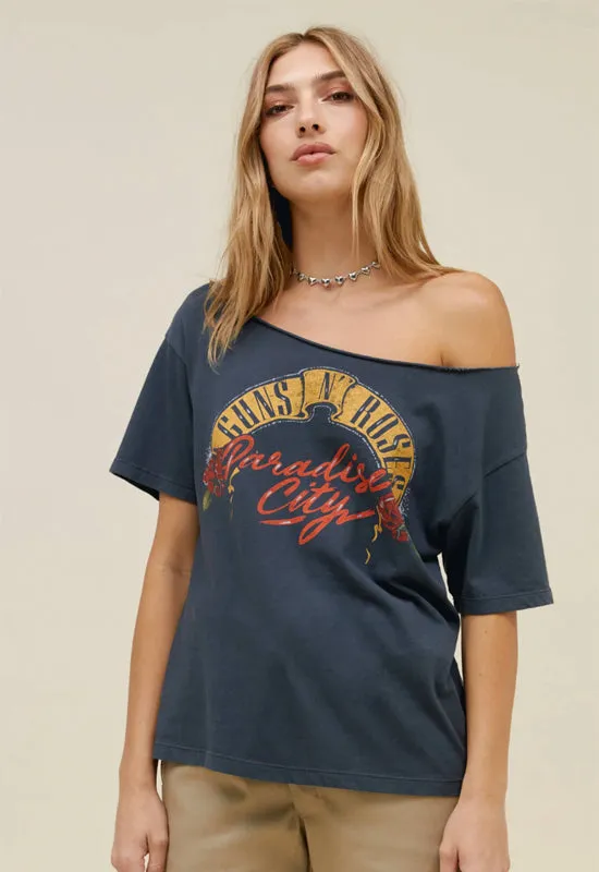 Daydreamer - Guns N Roses Paradise Off-Shoulder Top Vintage Black