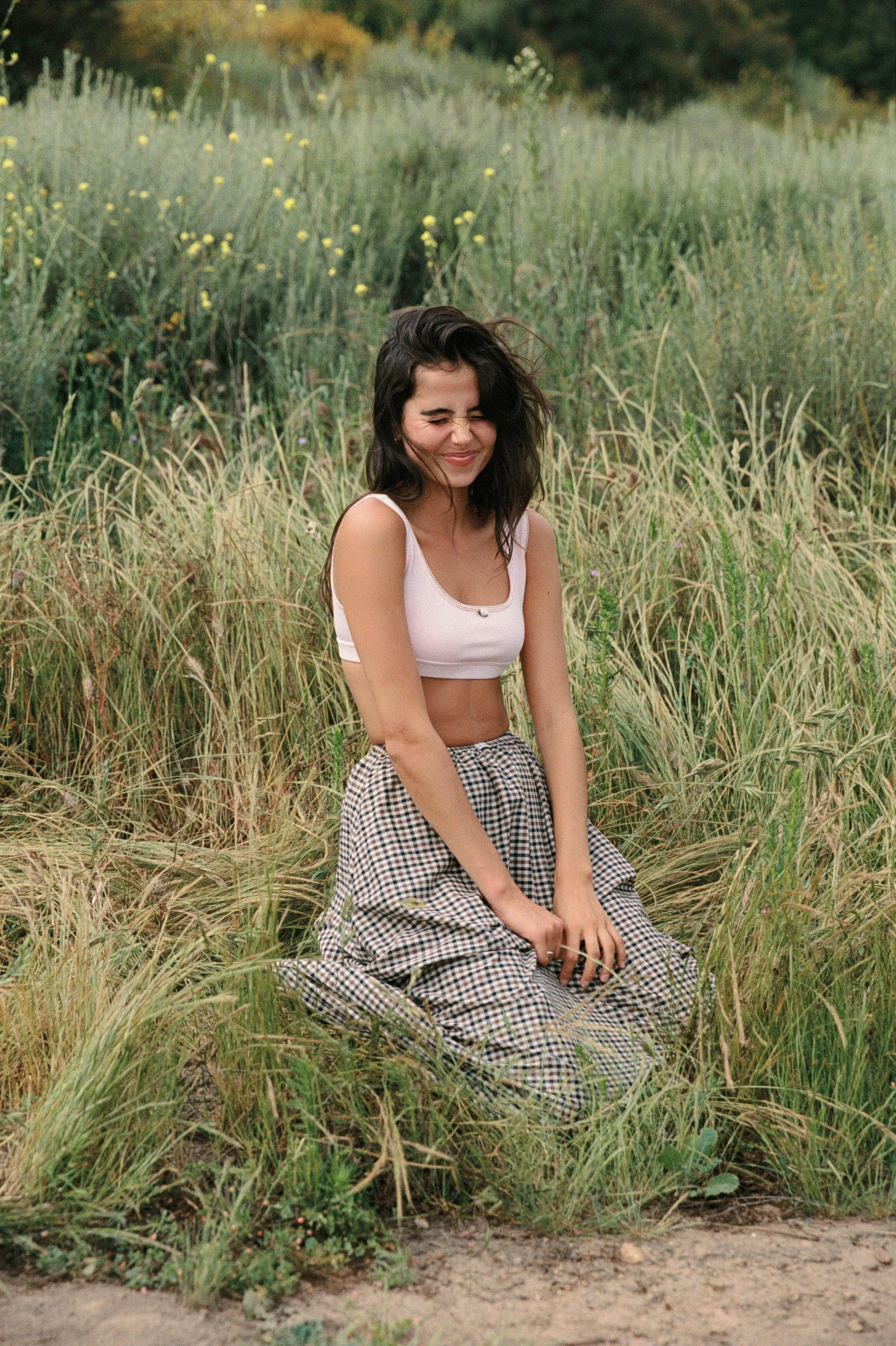 DREAM SKIRT IN TAN GINGHAM