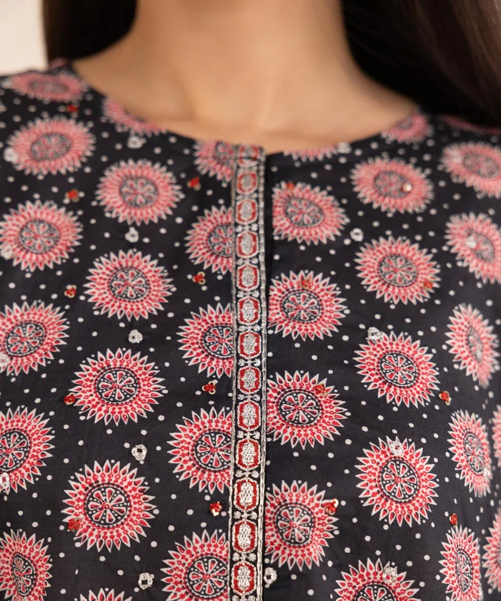 Embroidered Flared Lawn Shirt