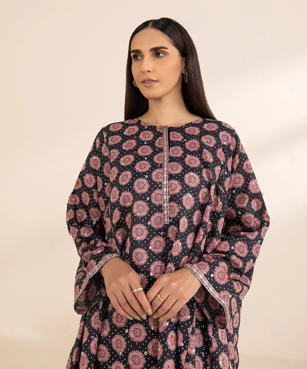 Embroidered Flared Lawn Shirt