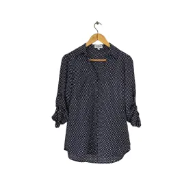 Express Navy and White Polka Dot Collard Top | Gently Used |