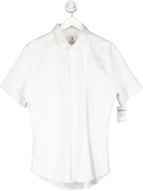 Father & Sons White Slim Sateen Classic Embroidered Shirt UK XXL