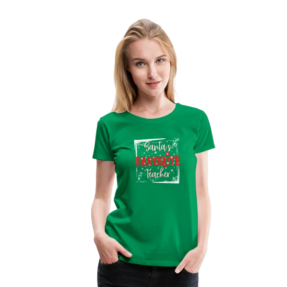 Festive Educator Elegance: Women's 'Santa's Favorite Teacher' Premium Tee