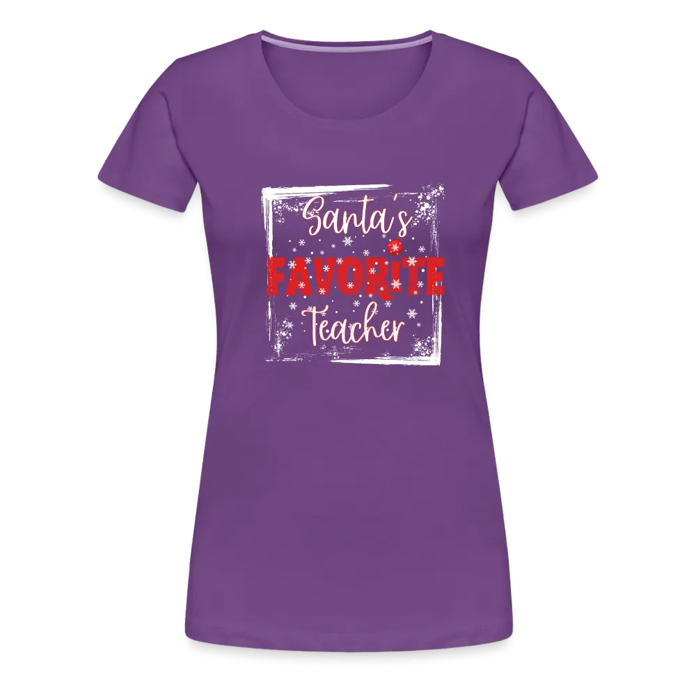 Festive Educator Elegance: Women's 'Santa's Favorite Teacher' Premium Tee