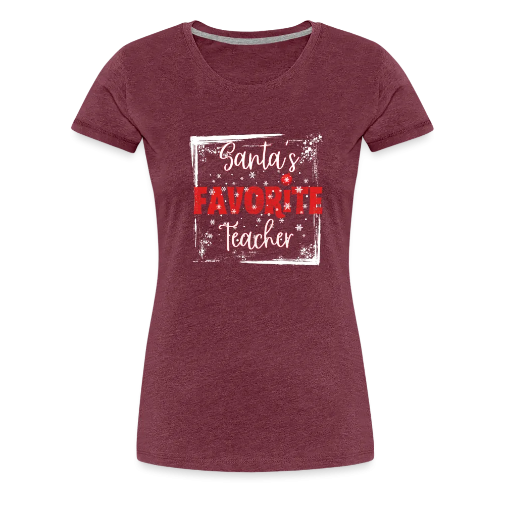 Festive Educator Elegance: Women's 'Santa's Favorite Teacher' Premium Tee