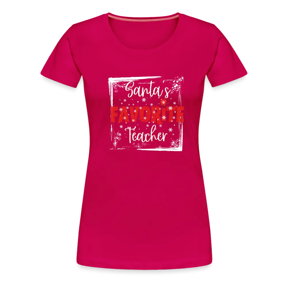 Festive Educator Elegance: Women's 'Santa's Favorite Teacher' Premium Tee