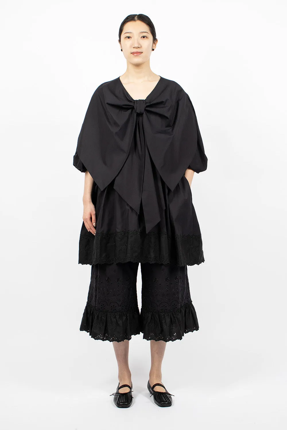 Front Bow Smock Dress Black