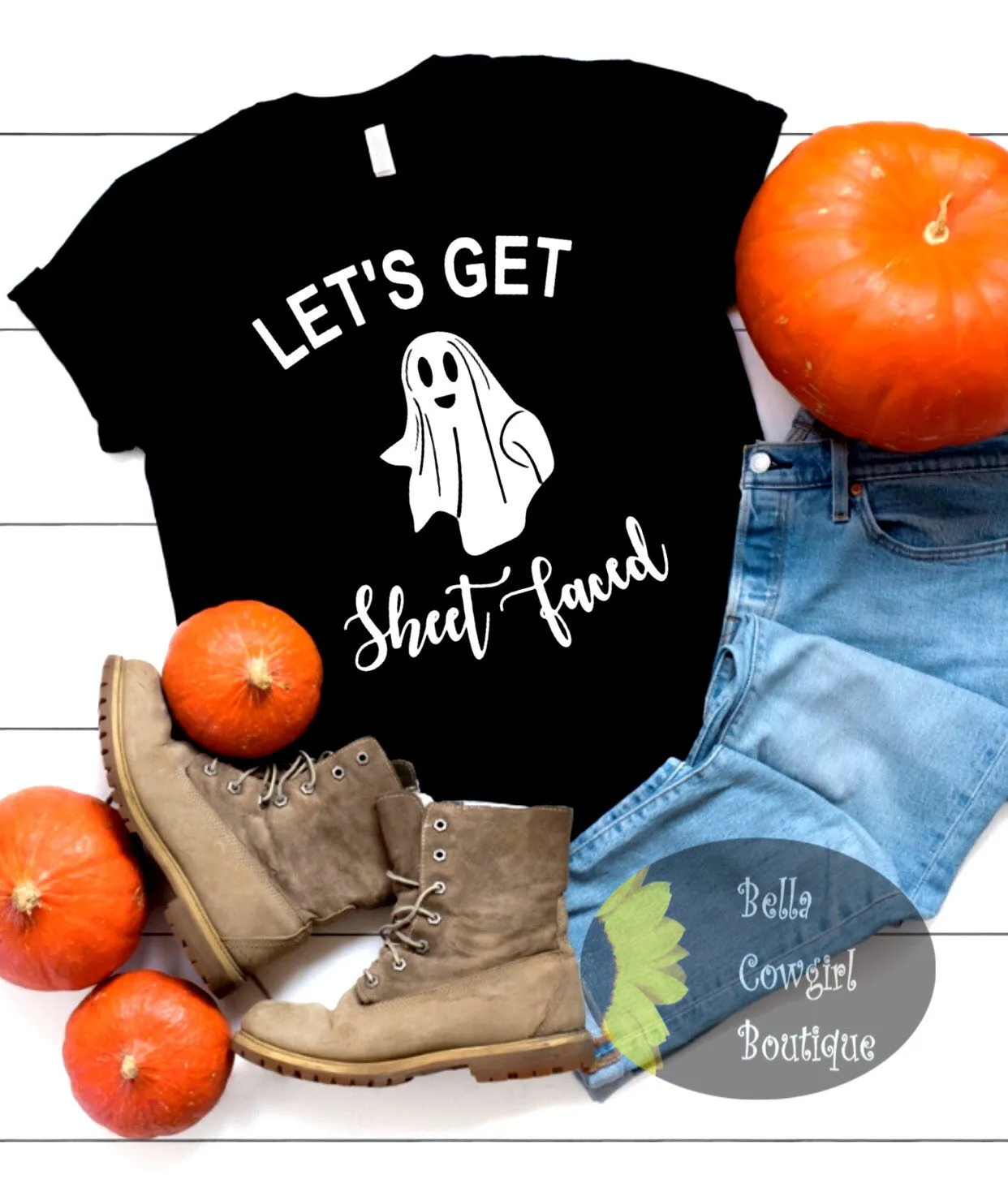 Ghost Halloween Let's Get Sheet Faced Women's T-Shirt